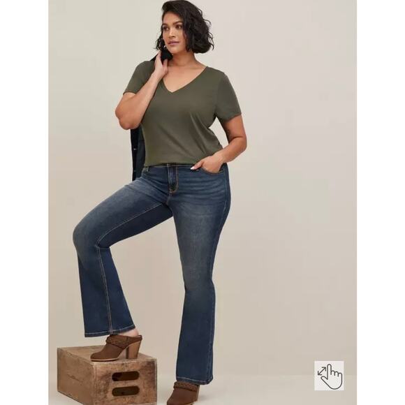 Torrid luxe slim boot jeans dark wash denim flare mid rise plus size 20R - Picture 12 of 12